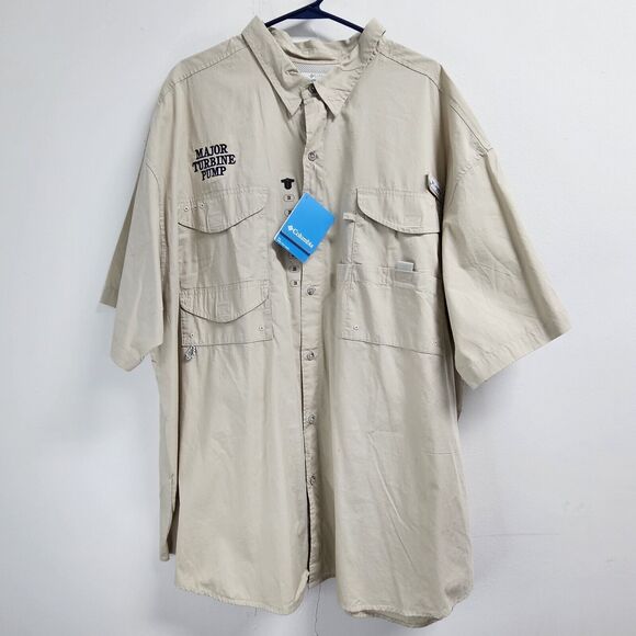Columbia Shirt Men size 3X Beige PFG Performance Fishing Gear Bonehead - Picture 1 of 13